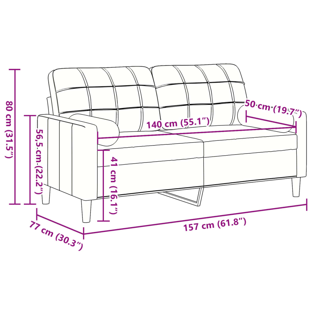 Canapé 2 places avec oreillers décoratifs noir 140 cm velours - XIOS