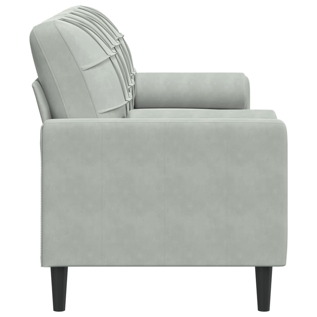 Canapé 3 places avec oreillers gris clair 180 cm velours - XIOS