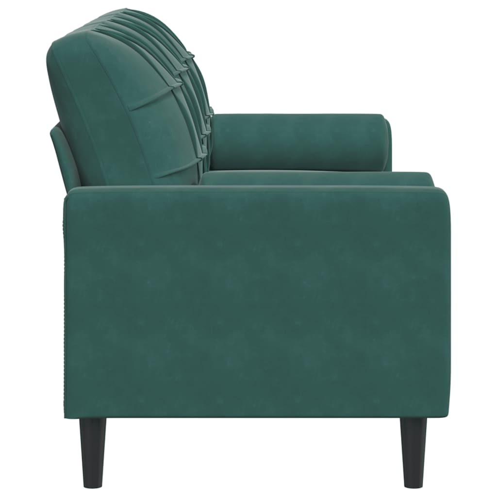 Canapé 3 places avec oreillers vert foncé 180 cm velours - XIOS
