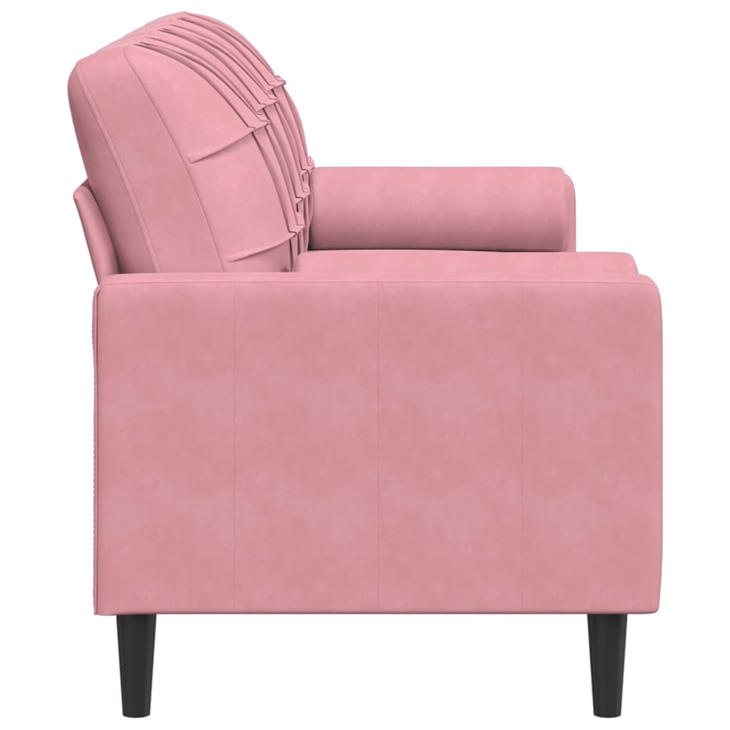 Canapé 3 places avec oreillers décoratifs rose 180 cm velours - XIOS
