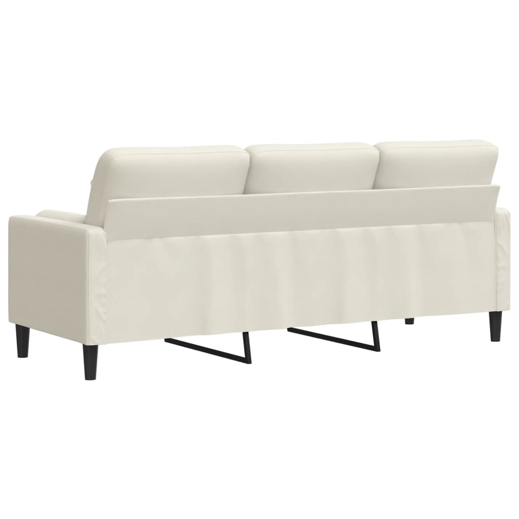 Canapé 3 places avec oreillers décoratifs crème 180 cm velours - XIOS