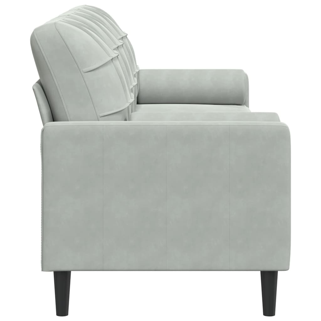 Canapé 3 places avec oreillers gris clair 210 cm velours - XIOS