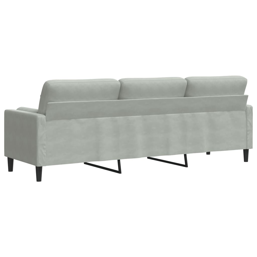 Canapé 3 places avec oreillers gris clair 210 cm velours - XIOS