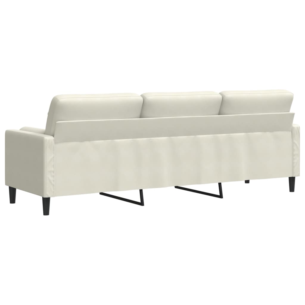 Canapé 3 places avec oreillers décoratifs crème 210 cm velours - XIOS