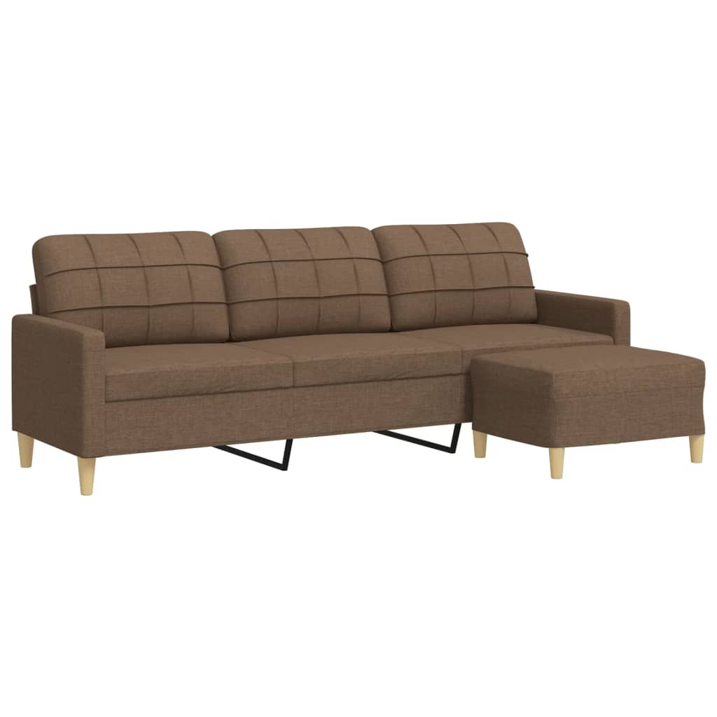 Canapé à 3 places avec repose-pieds Marron 210 cm Tissu - XIOS