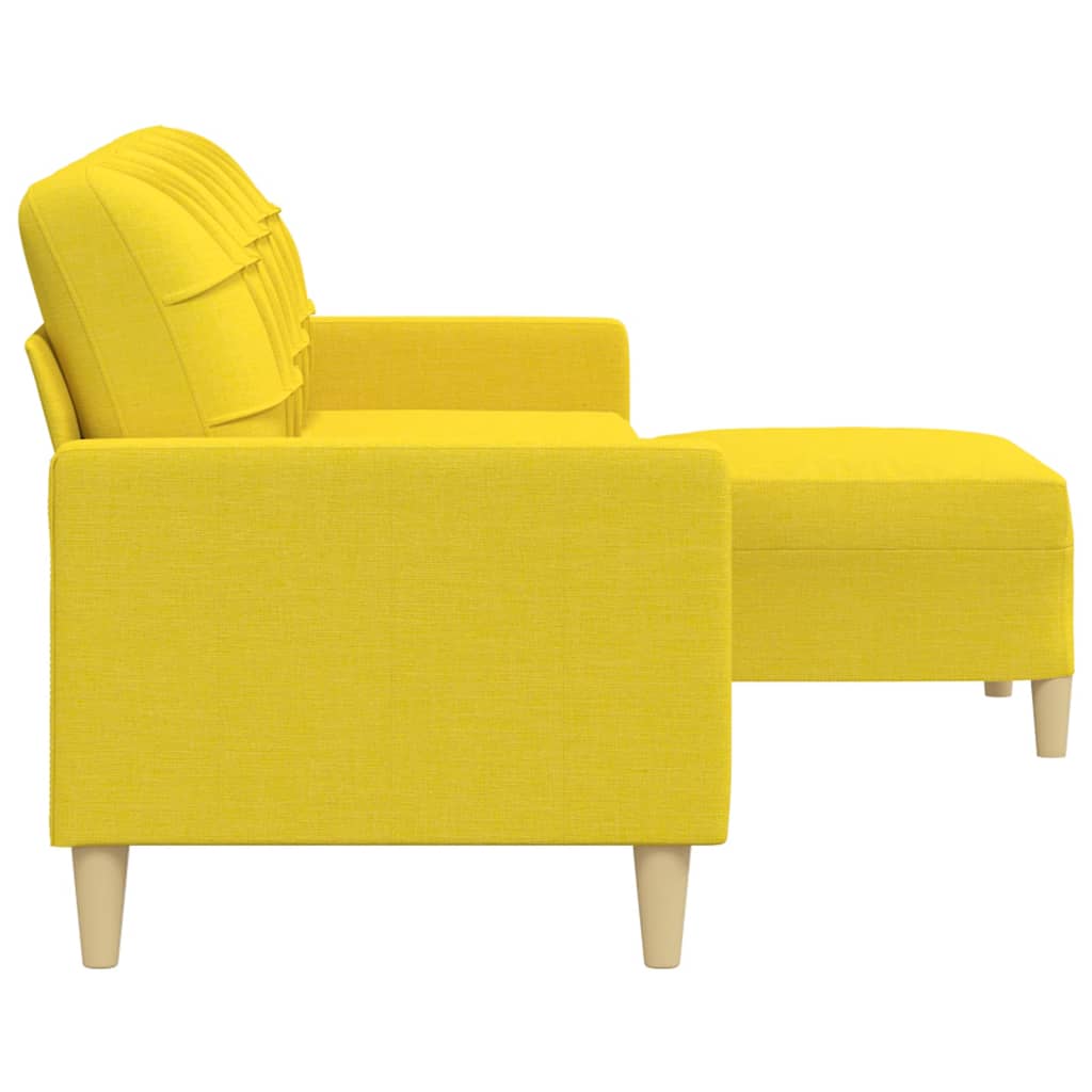 Canapé à 3 places avec repose-pieds Jaune clair 210 cm Tissu - XIOS