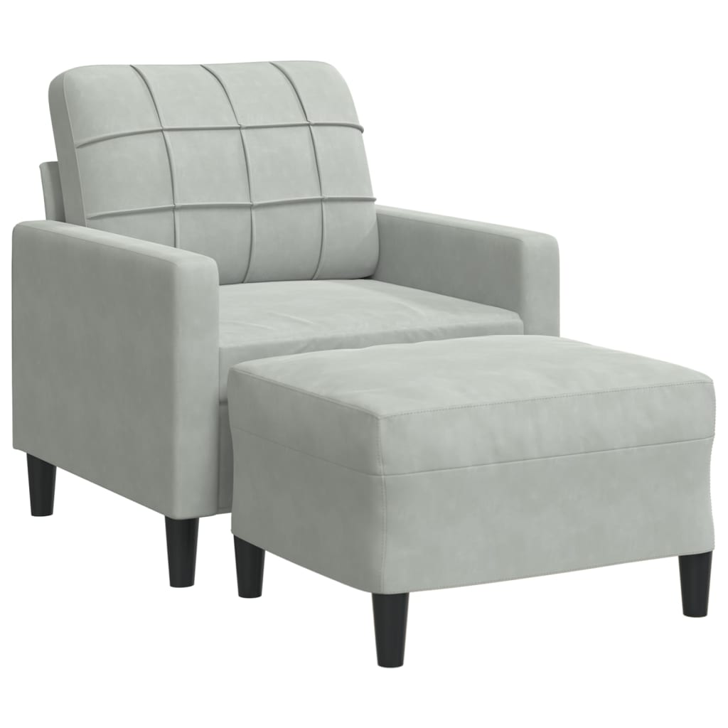 Fauteuil avec repose-pied Gris clair 60 cm Velours - XIOS