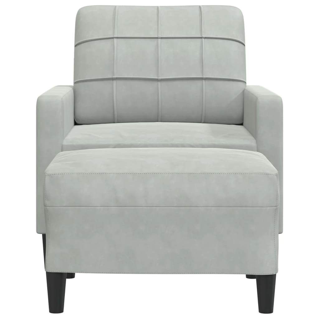 Fauteuil avec repose-pied Gris clair 60 cm Velours - XIOS