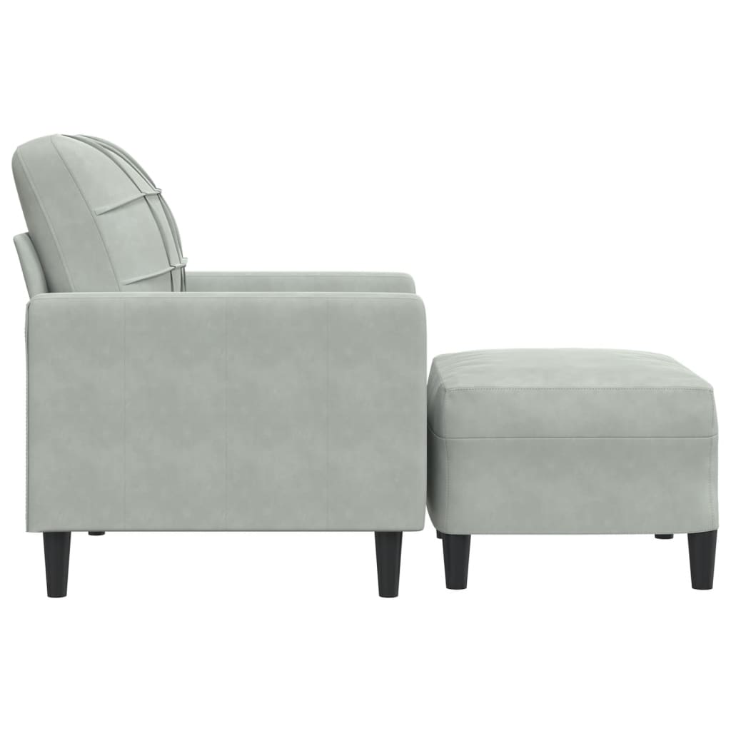 Fauteuil avec repose-pied Gris clair 60 cm Velours - XIOS
