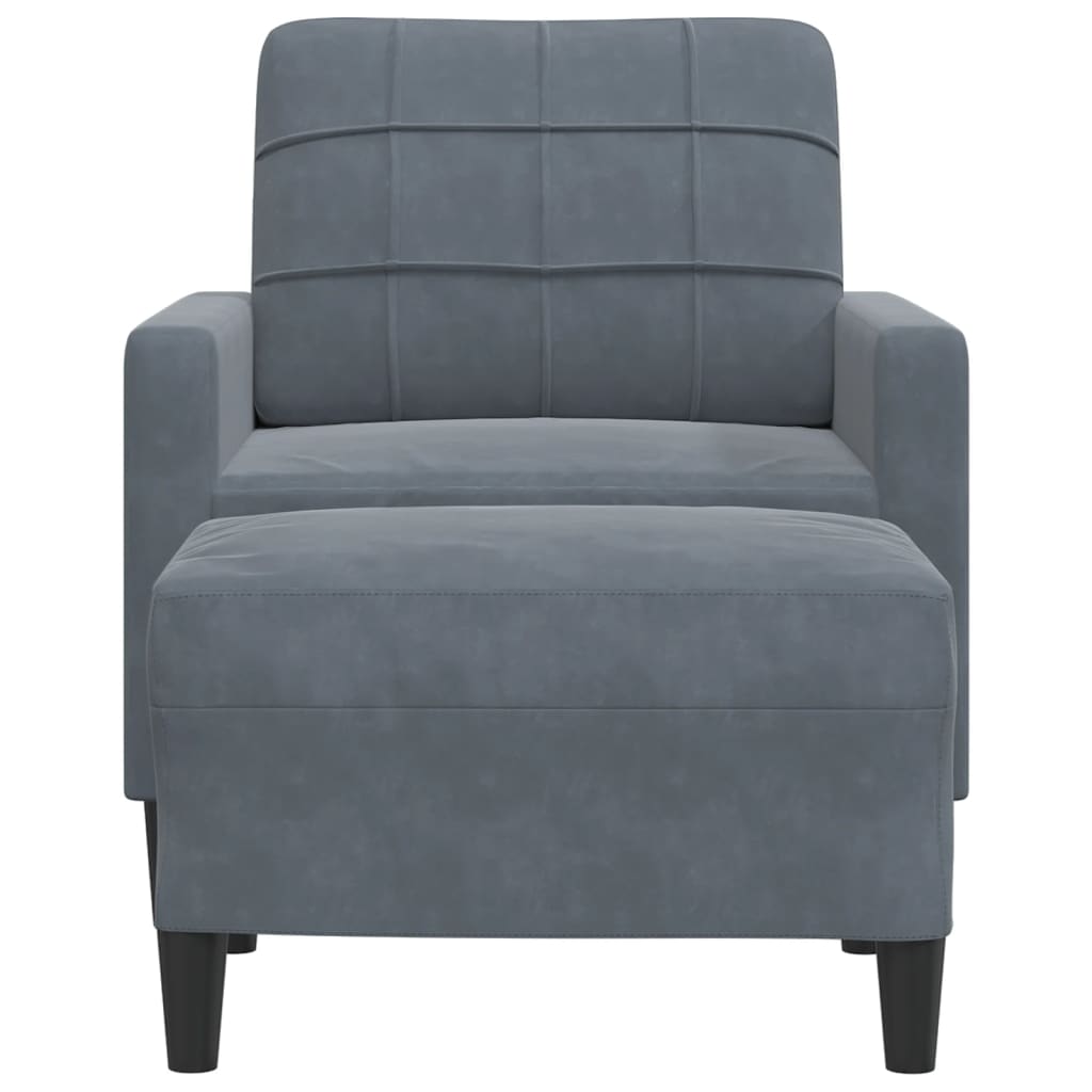Fauteuil avec repose-pied Gris foncé 60 cm Velours - XIOS