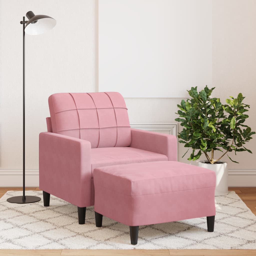 Fauteuil avec repose-pied Rose 60 cm Velours - XIOS