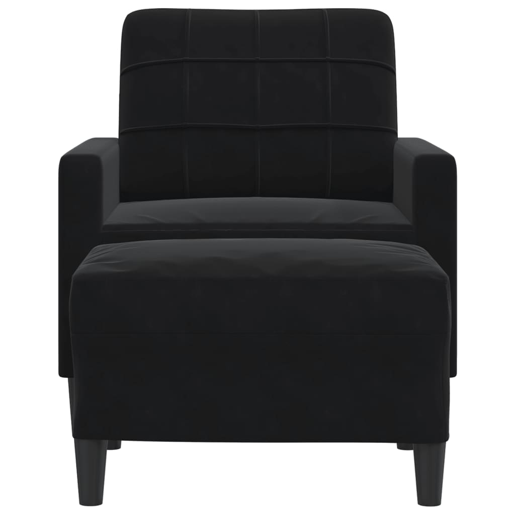Fauteuil avec repose-pied Noir 60 cm Velours - XIOS