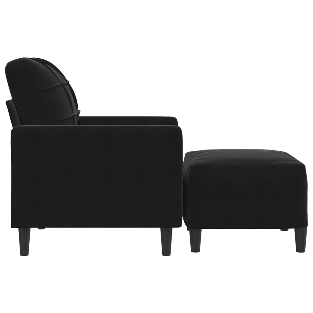 Fauteuil avec repose-pied Noir 60 cm Velours - XIOS