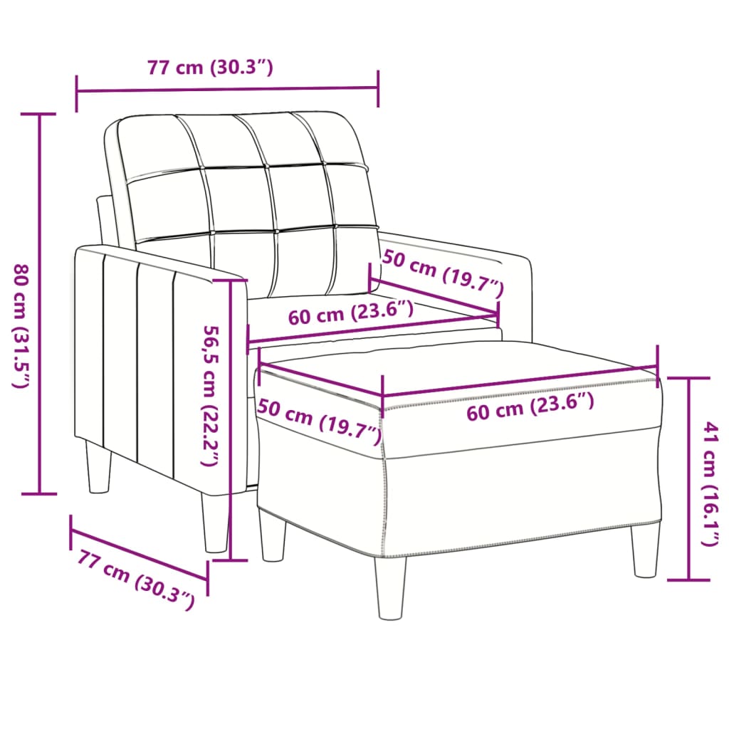 Fauteuil avec repose-pied jaune 60 cm velours - XIOS