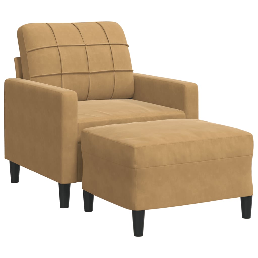 Fauteuil avec repose-pied Marron 60 cm Velours - XIOS
