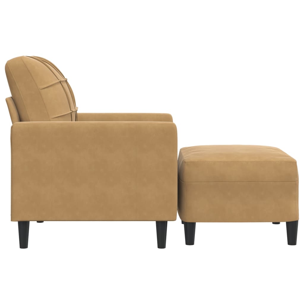 Fauteuil avec repose-pied Marron 60 cm Velours - XIOS