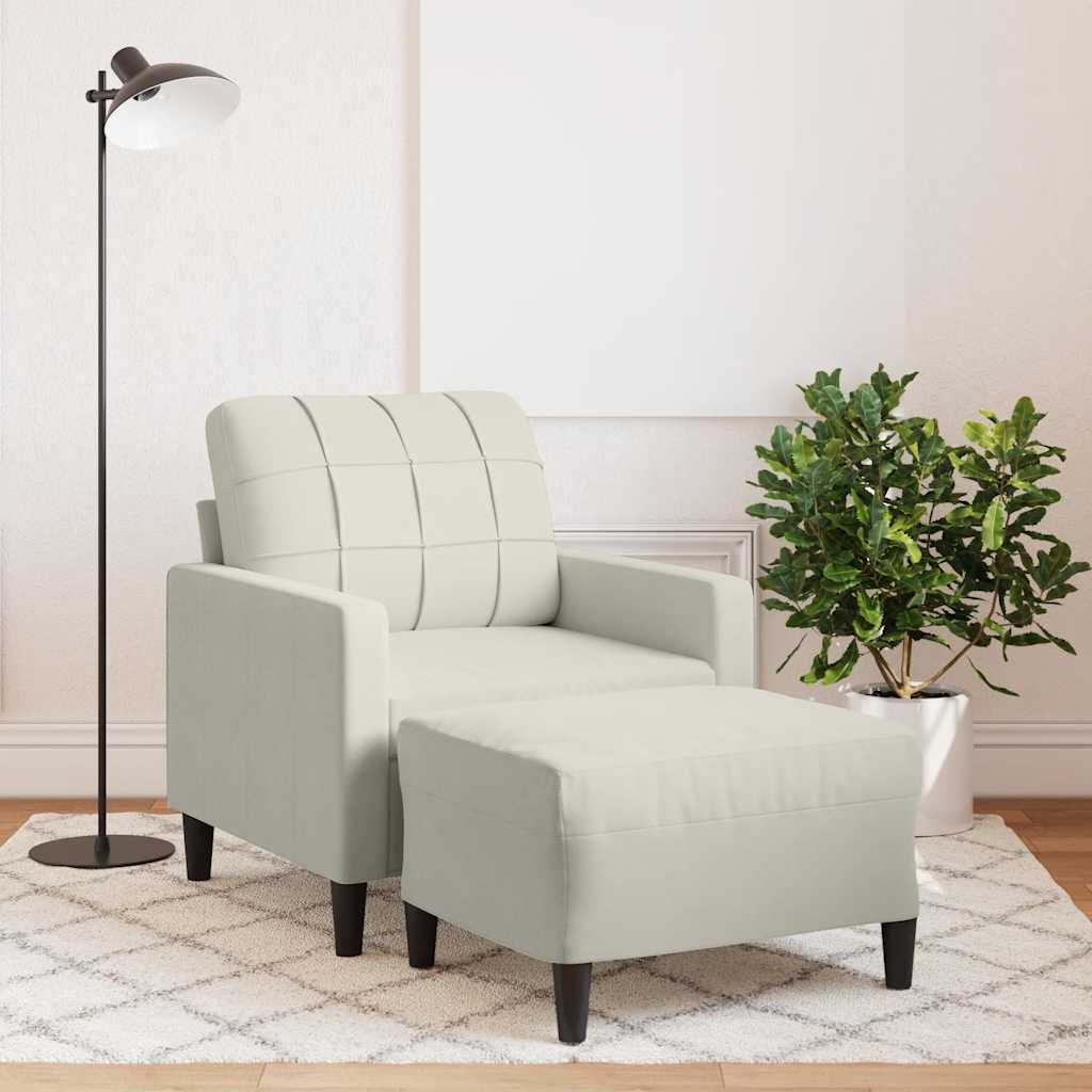 Fauteuil avec repose-pied Crème 60 cm Velours - XIOS