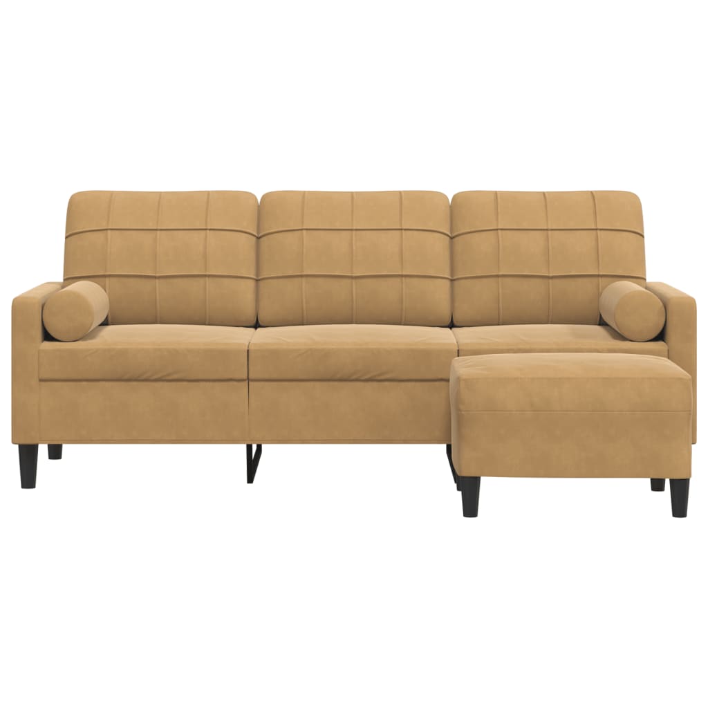 Canapé à 3 places avec repose-pieds Marron 180 cm Velours - XIOS