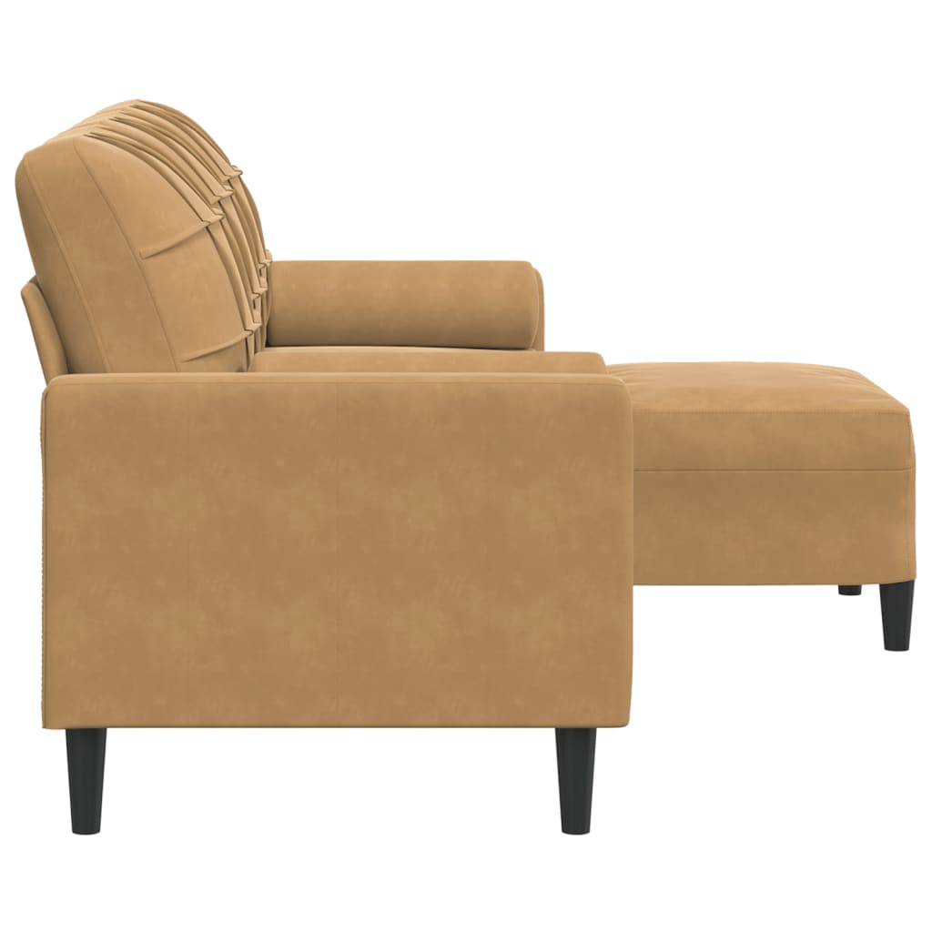 Canapé à 3 places avec repose-pieds Marron 180 cm Velours - XIOS