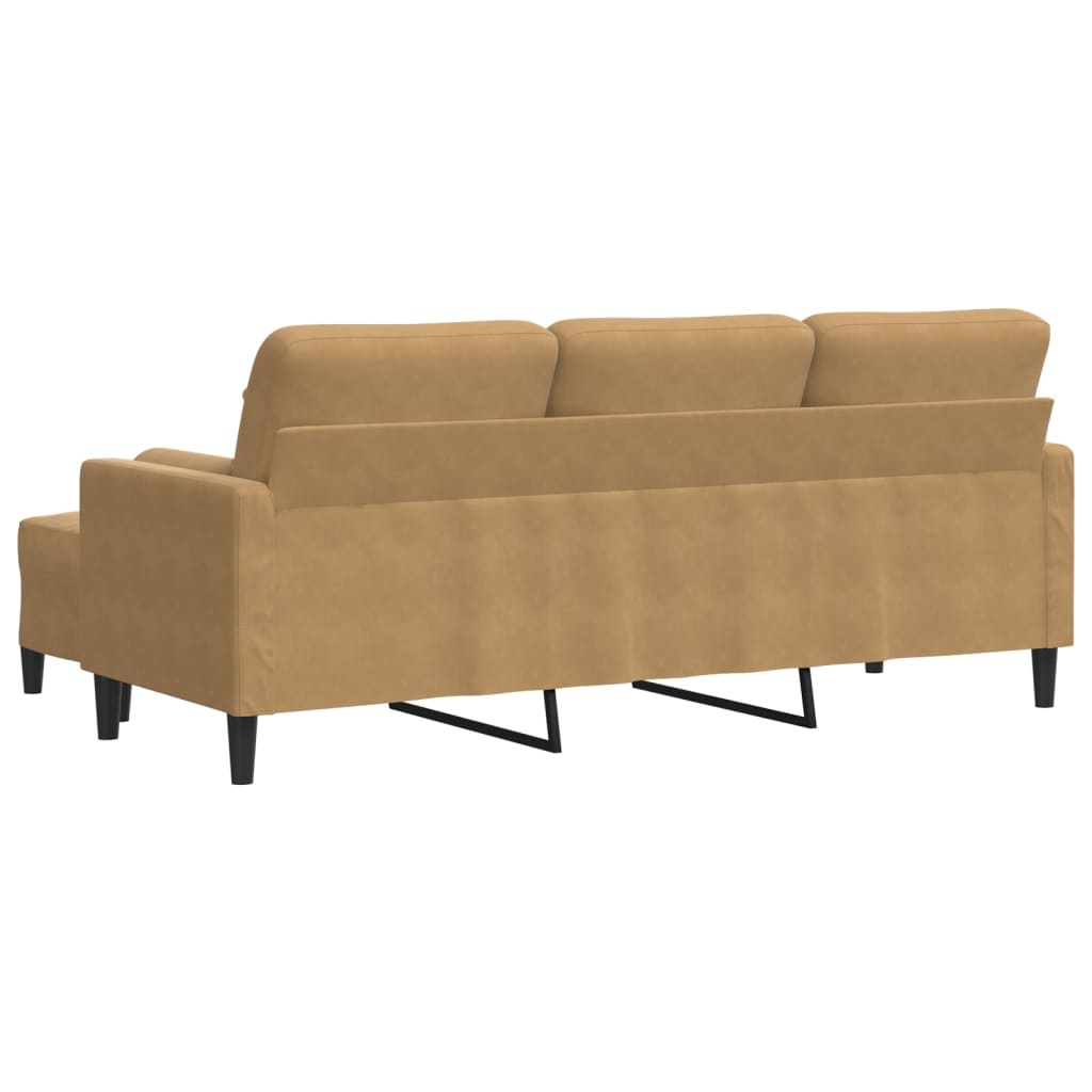 Canapé à 3 places avec repose-pieds Marron 180 cm Velours - XIOS