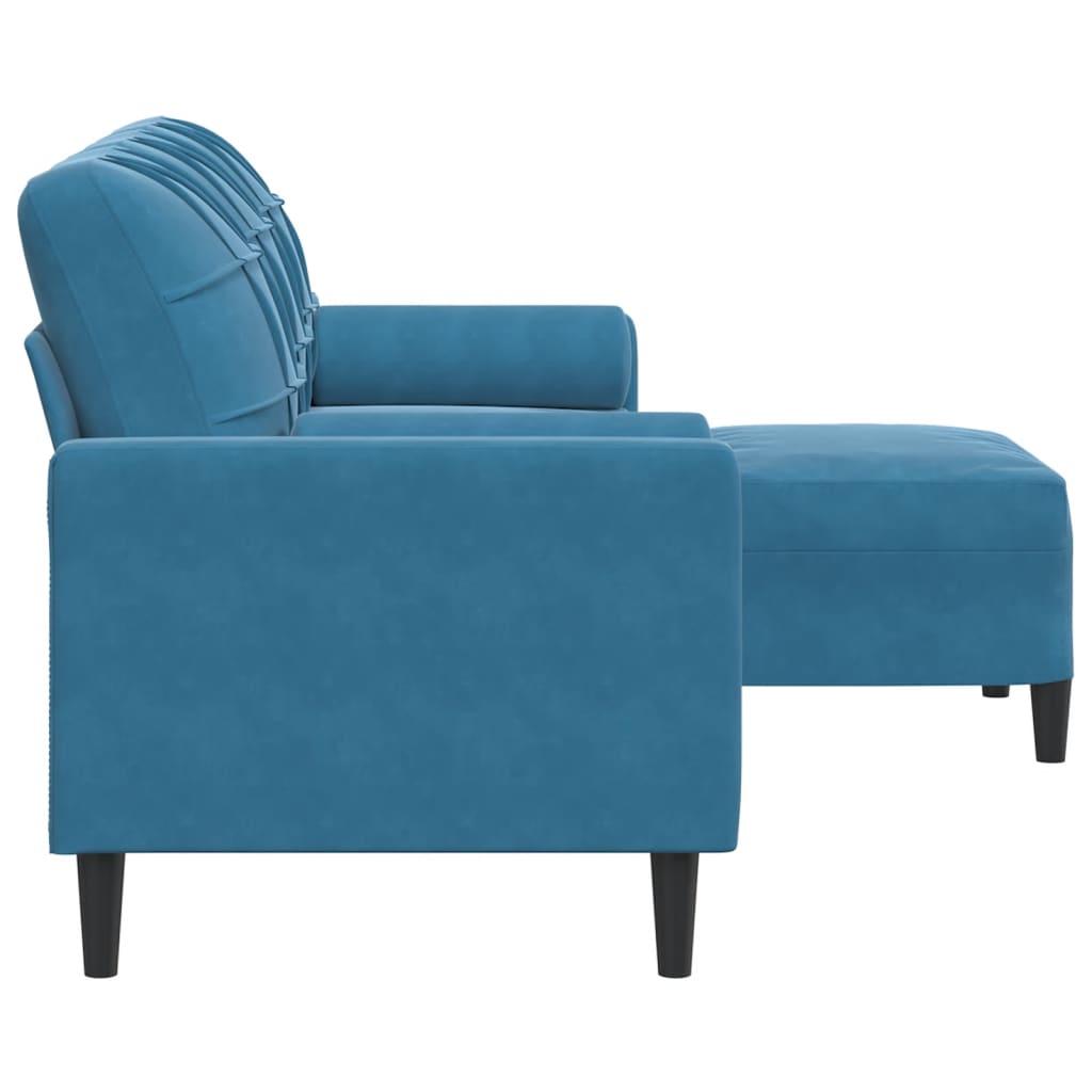 Canapé à 3 places avec repose-pieds Bleu 180 cm Velours - XIOS