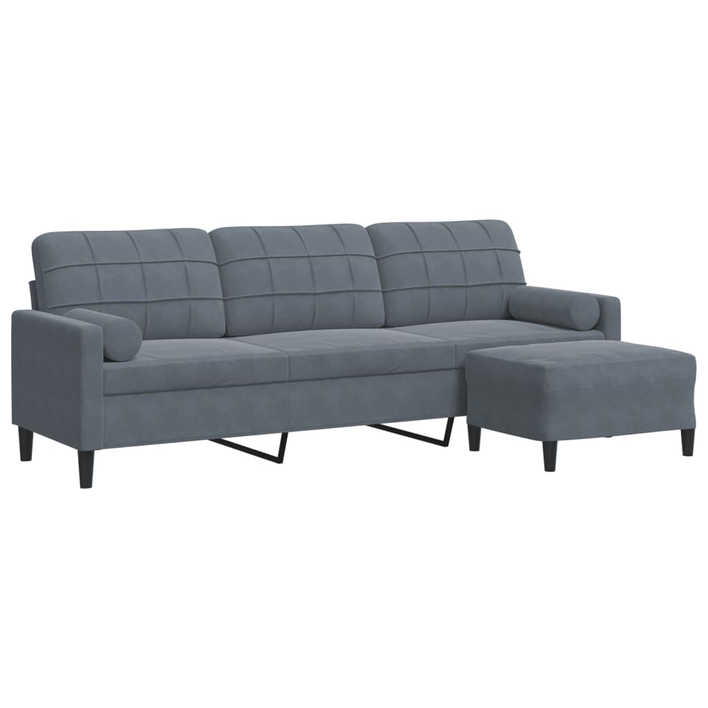 Canapé à 3 places avec repose-pieds Gris foncé 210 cm Velours - XIOS