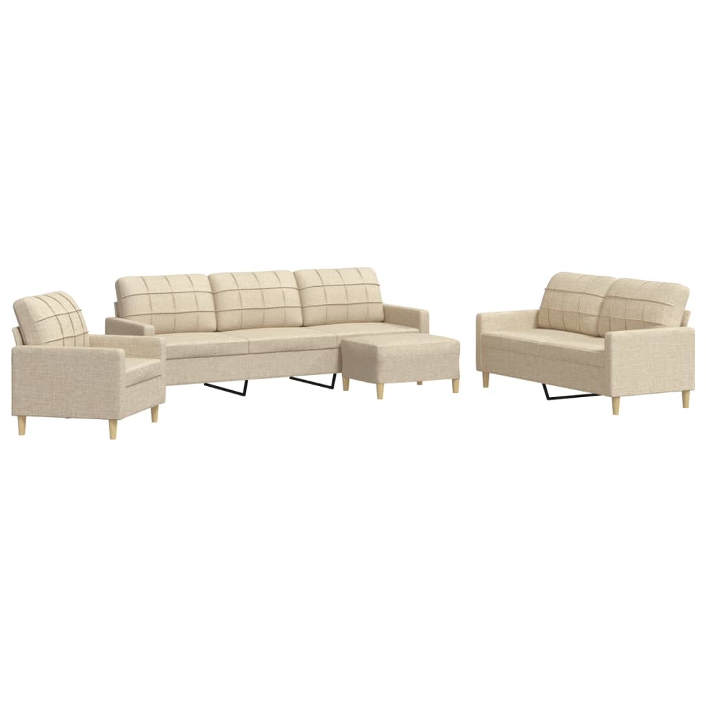 Ensemble de canapés 4 pcs avec repose-pied crème tissu - XIOS