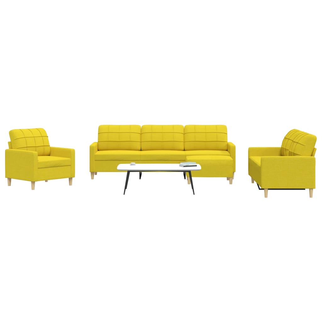 Ensemble de canapés 4 pcs avec repose-pied jaune clair tissu - XIOS