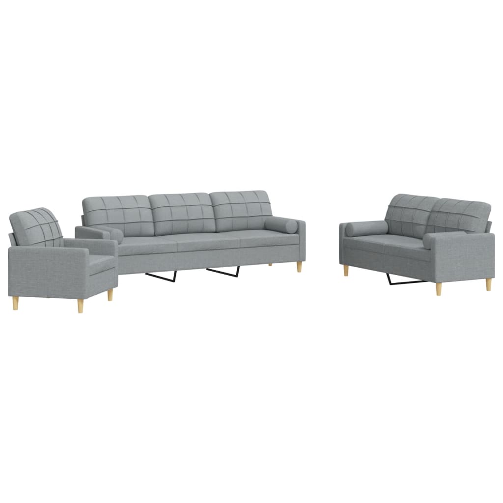 Ensemble de canapés 3 pcs coussins décoratifs gris clair tissu - XIOS