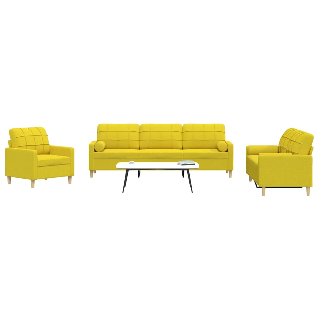 Ensemble de canapés 3 pcs coussins décoratifs jaune clair tissu - XIOS