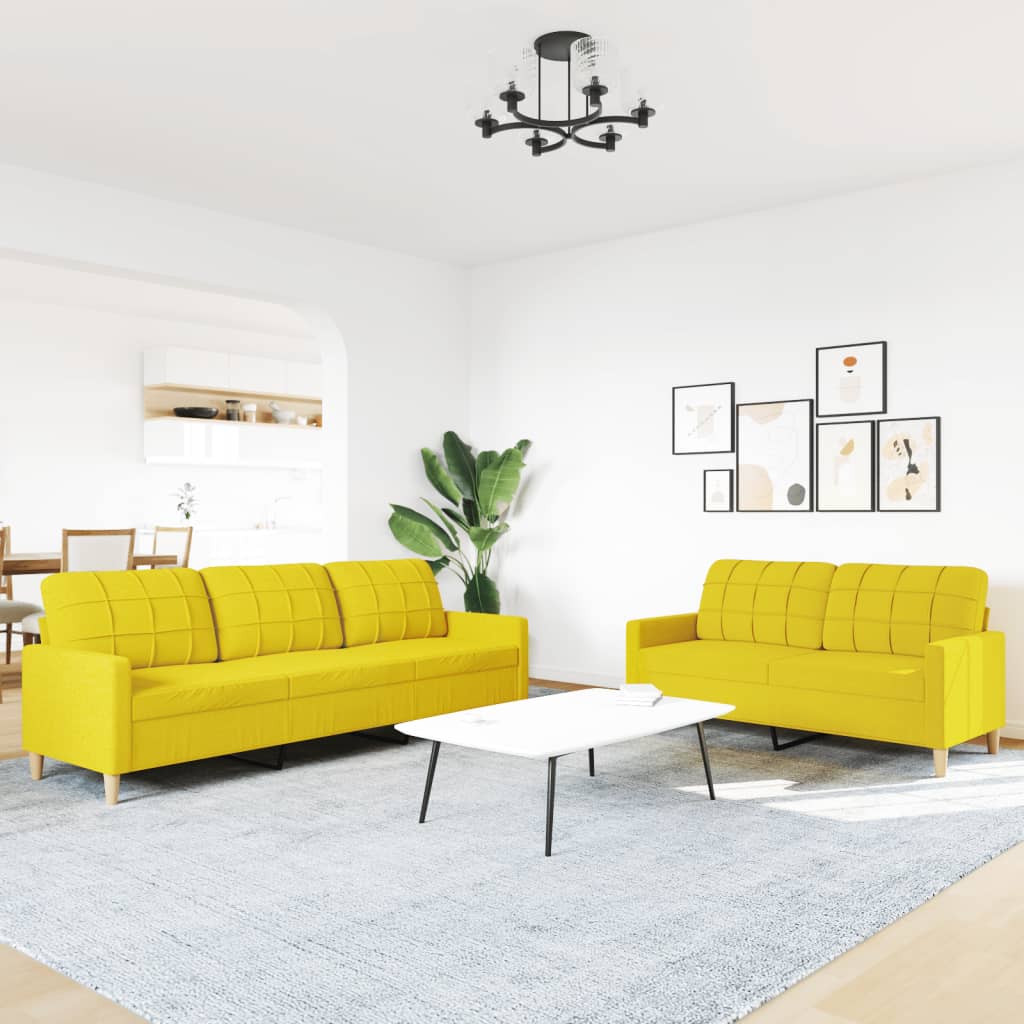 Ensemble de canapés 2 pcs jaune clair tissu - XIOS