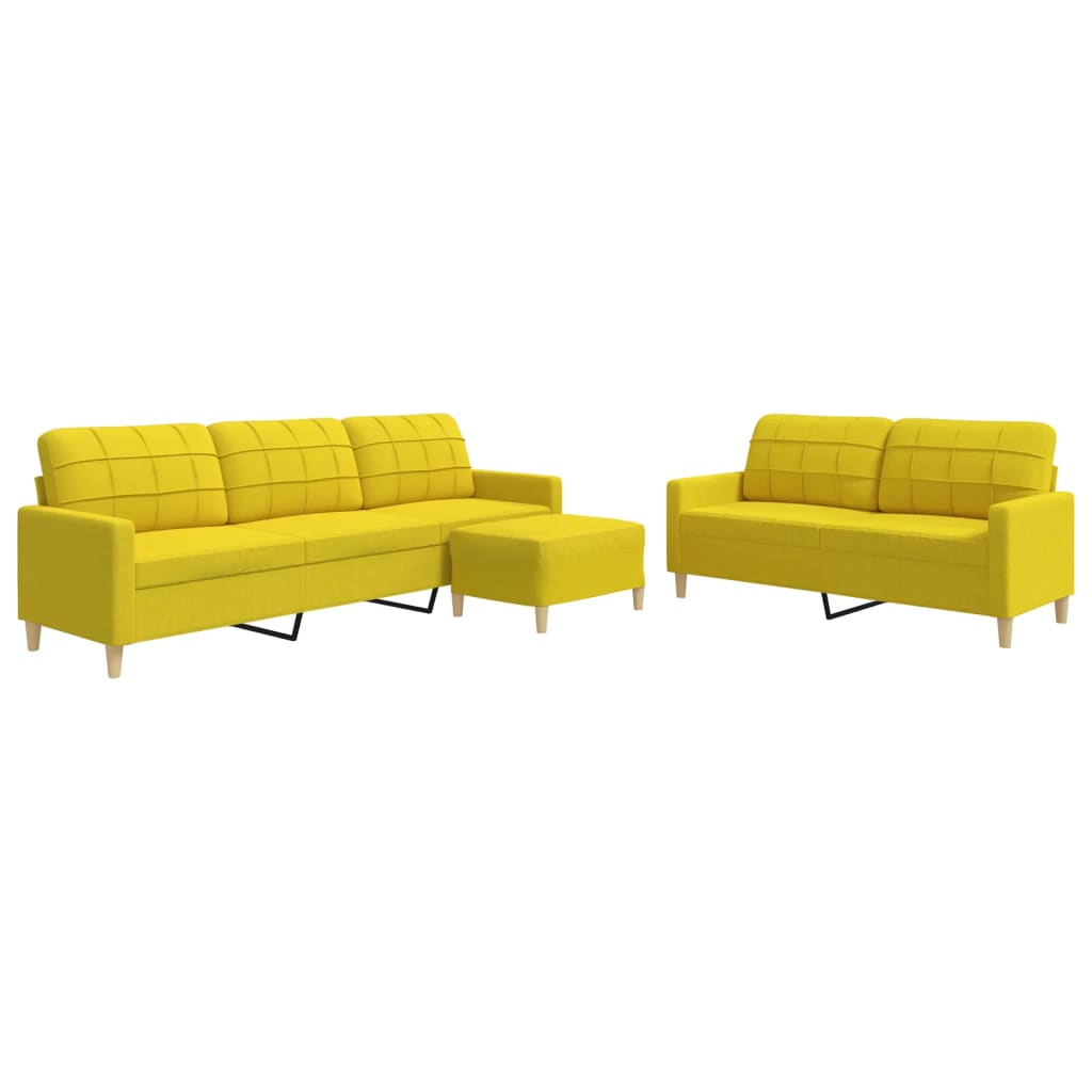 Ensemble de canapés 3 pcs avec repose-pied jaune clair tissu - XIOS