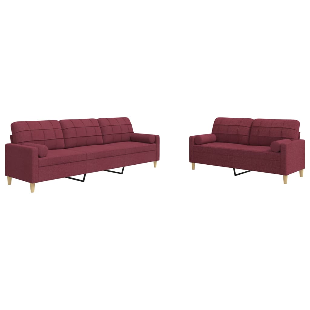 Ensemble de canapés 2 pcs coussins décoratifs bordeaux tissu - XIOS