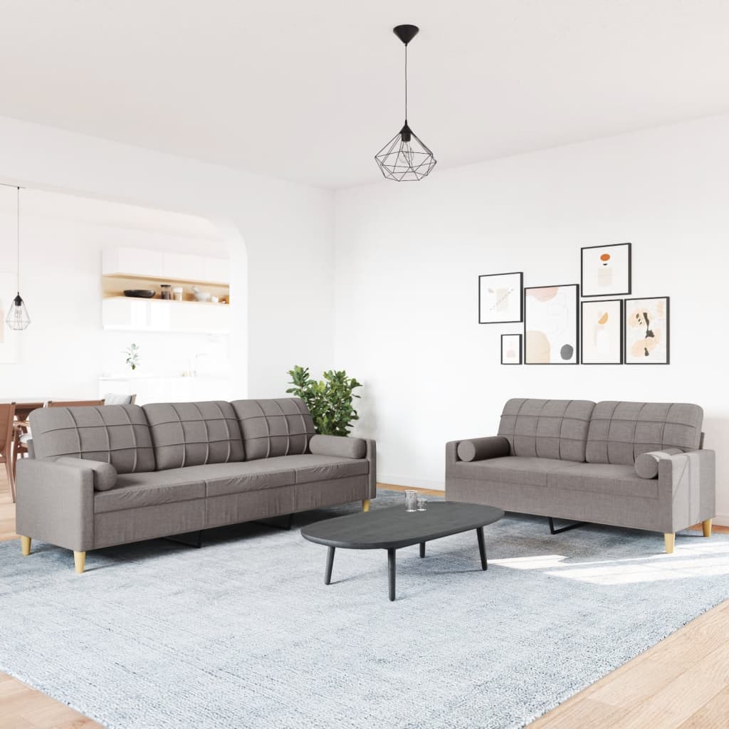 Ensemble de canapés 2 pcs avec coussins décoratifs taupe tissu - XIOS