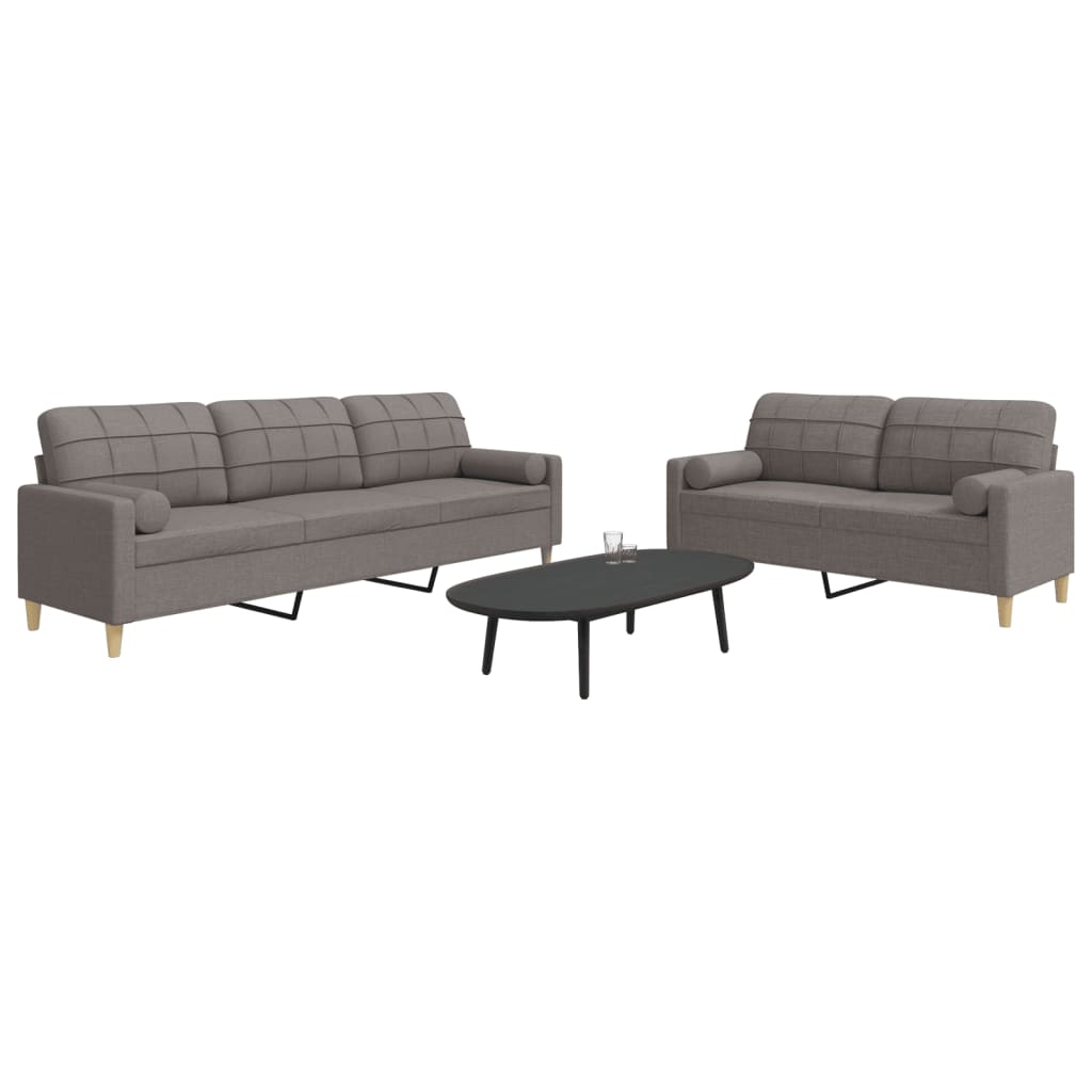 Ensemble de canapés 2 pcs avec coussins décoratifs taupe tissu - XIOS