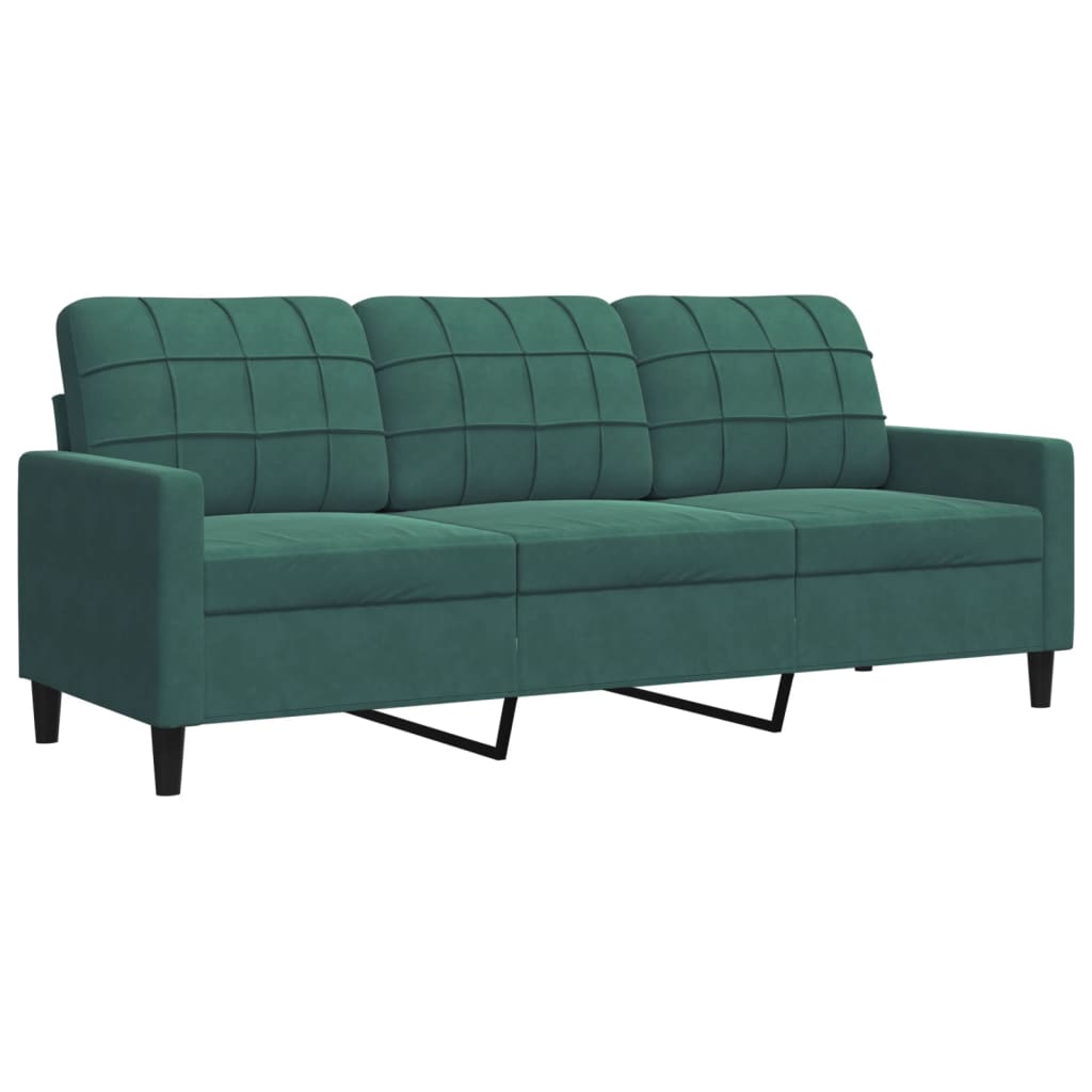 Ensemble de canapés 3 pcs avec coussins Vert foncé Velours - XIOS
