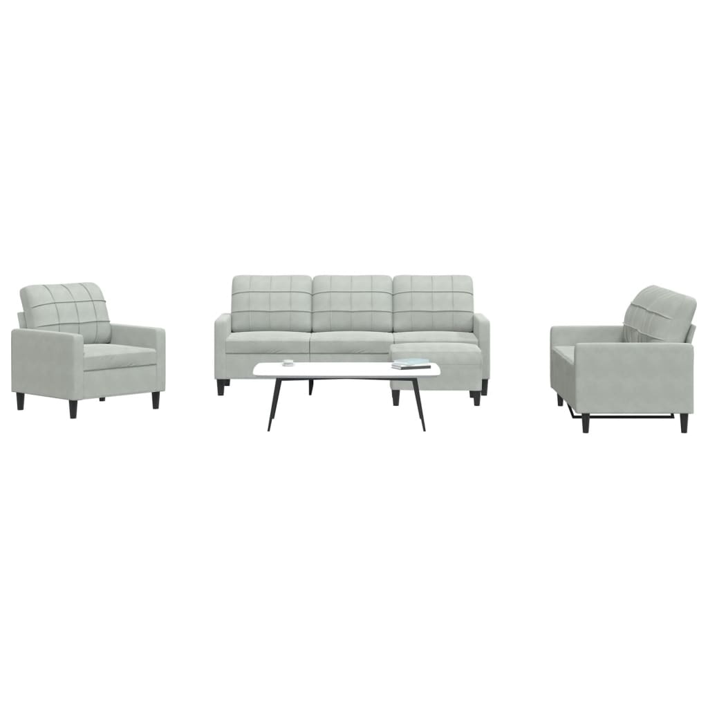 Ensemble de canapés 4 pcs avec coussins Gris clair Velours - XIOS