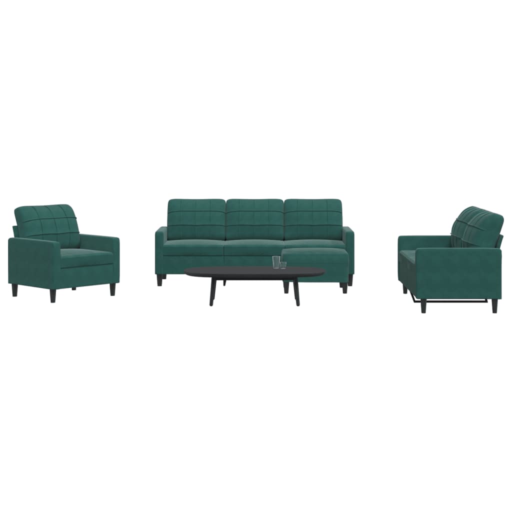 Ensemble de canapés 4 pcs avec coussins Vert foncé Velours - XIOS