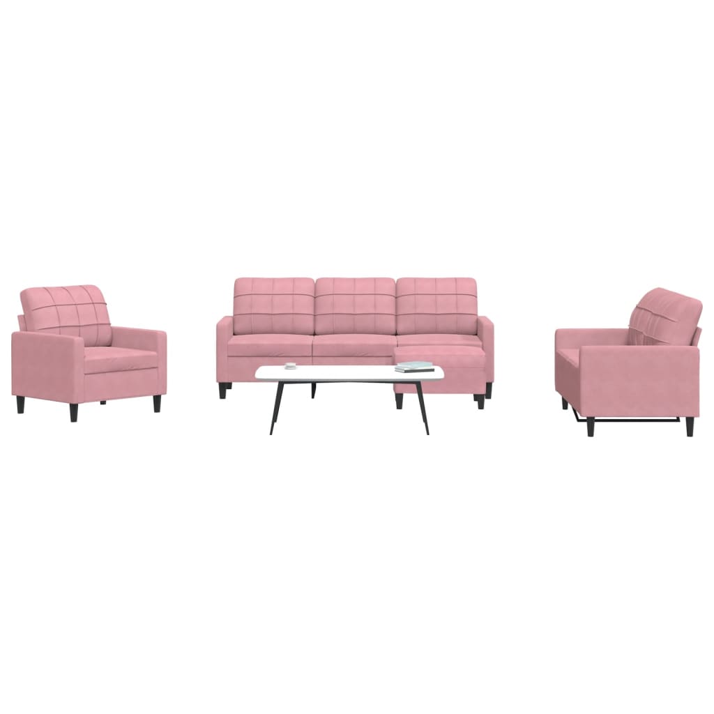 Ensemble de canapés 4 pcs avec coussins Rose Velours - XIOS