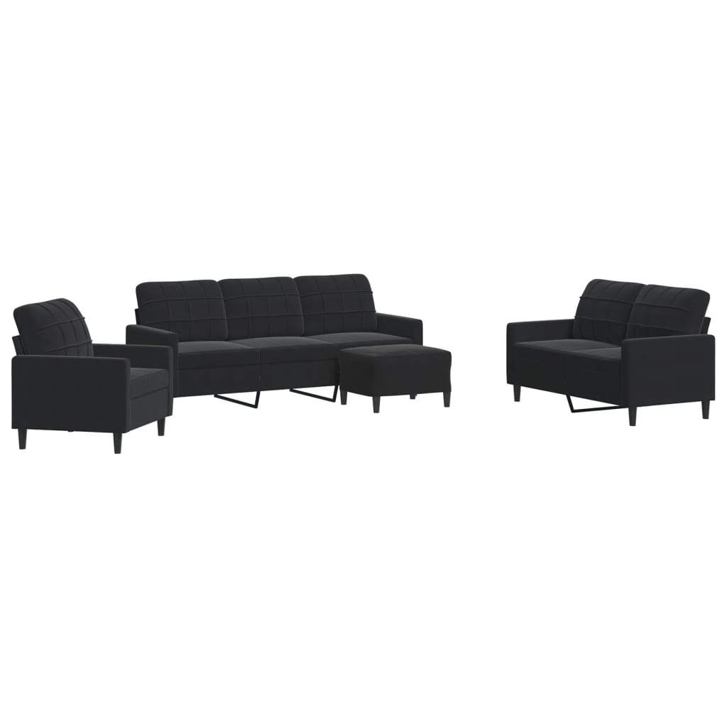 Ensemble de canapés 4 pcs avec coussins Noir Velours - XIOS