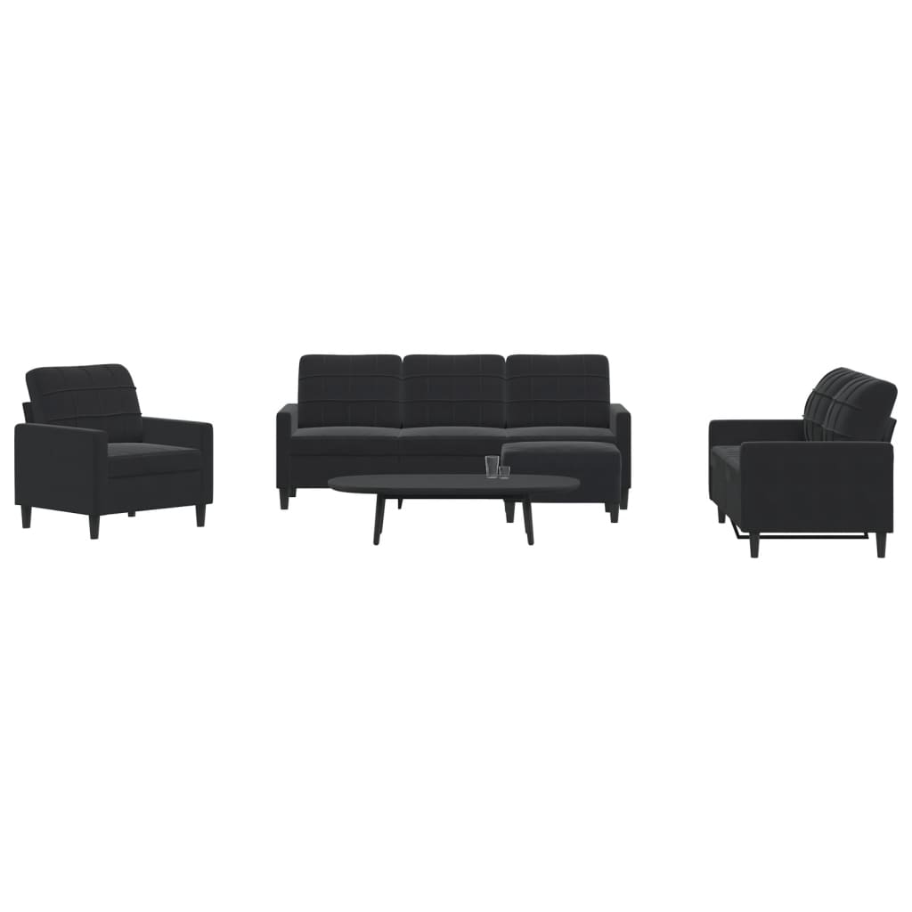 Ensemble de canapés 4 pcs avec coussins Noir Velours - XIOS