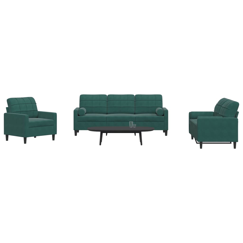 Ensemble de canapés 3 pcs avec coussins et traversins velours - XIOS