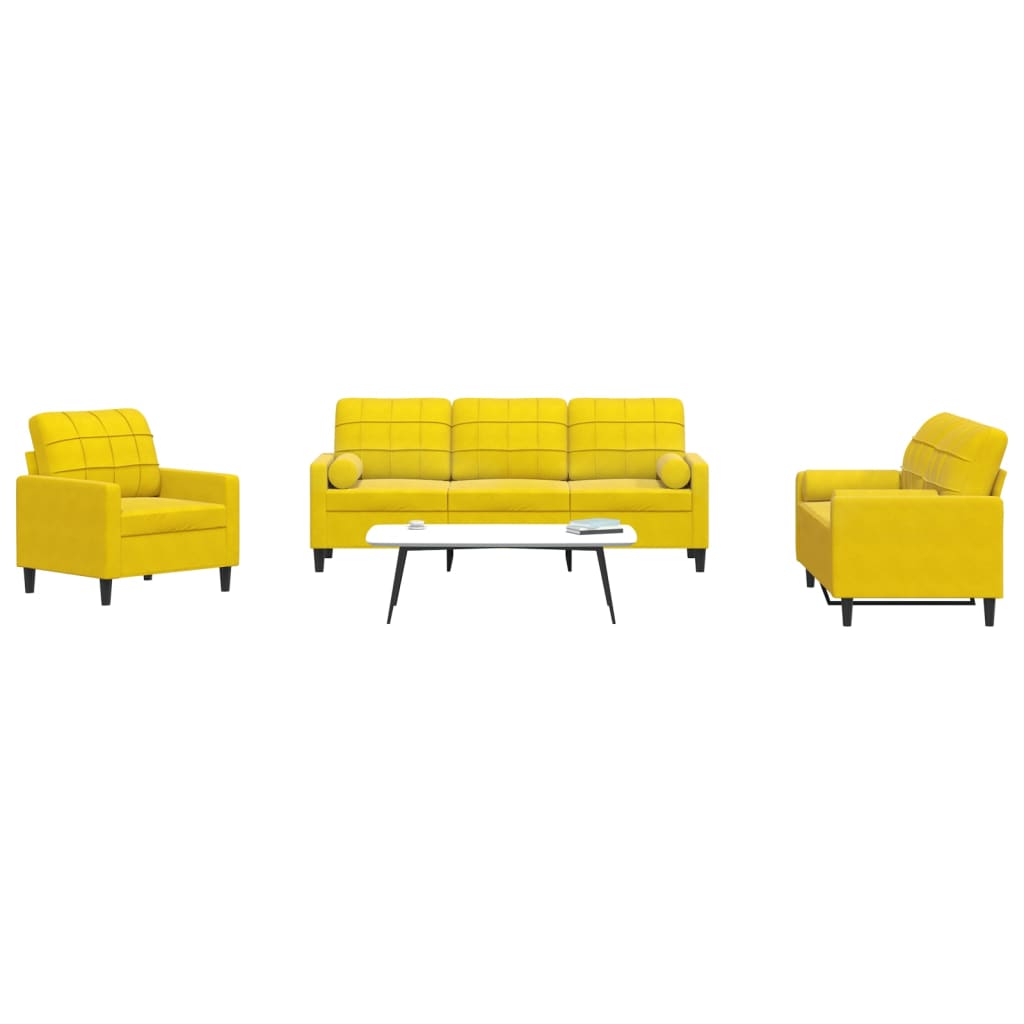 Ensemble de canapés 3 pcs avec coussins et traversins velours - XIOS