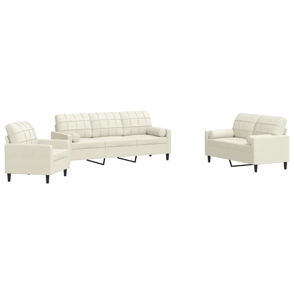 Ensemble de canapés 3 pcs avec coussins et traversins velours - XIOS