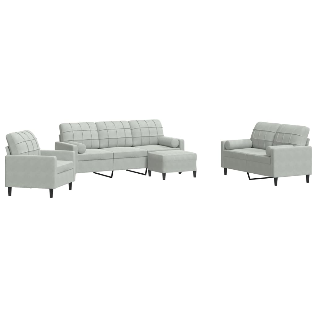 Ensemble de canapés 4 pcs et coussins et traversins velours - XIOS