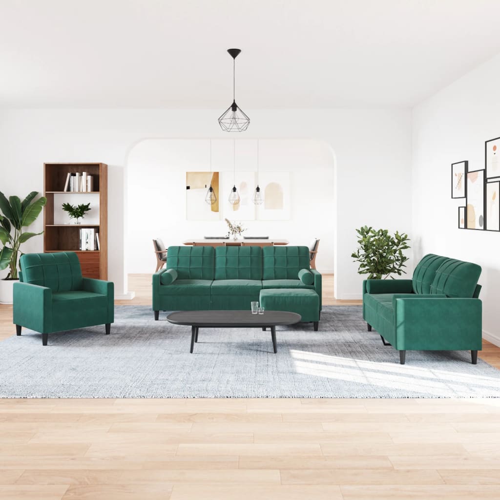 Ensemble de canapés 4 pcs avec coussins et traversins velours - XIOS