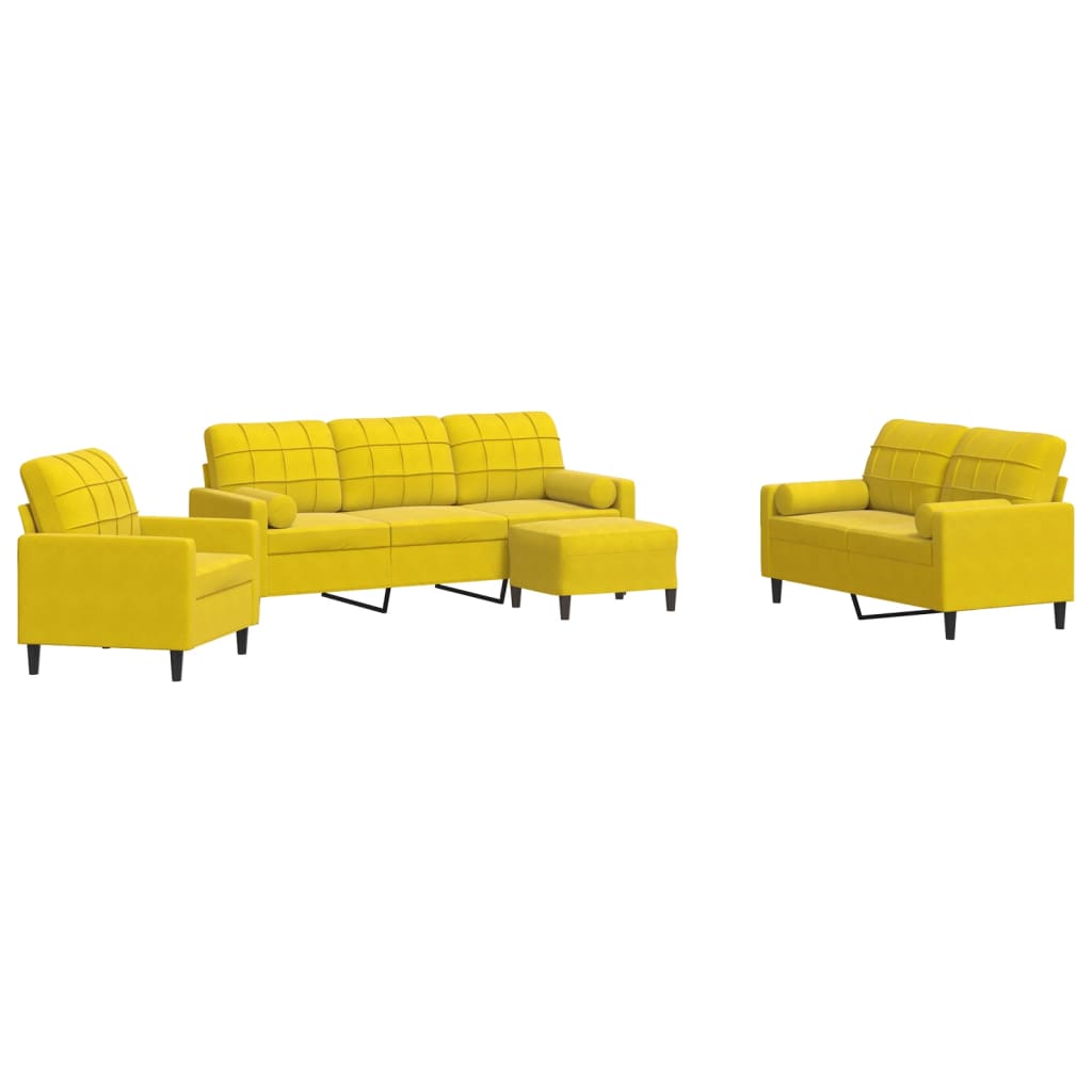 Ensemble de canapés 4 pcs avec coussins et traversins velours - XIOS