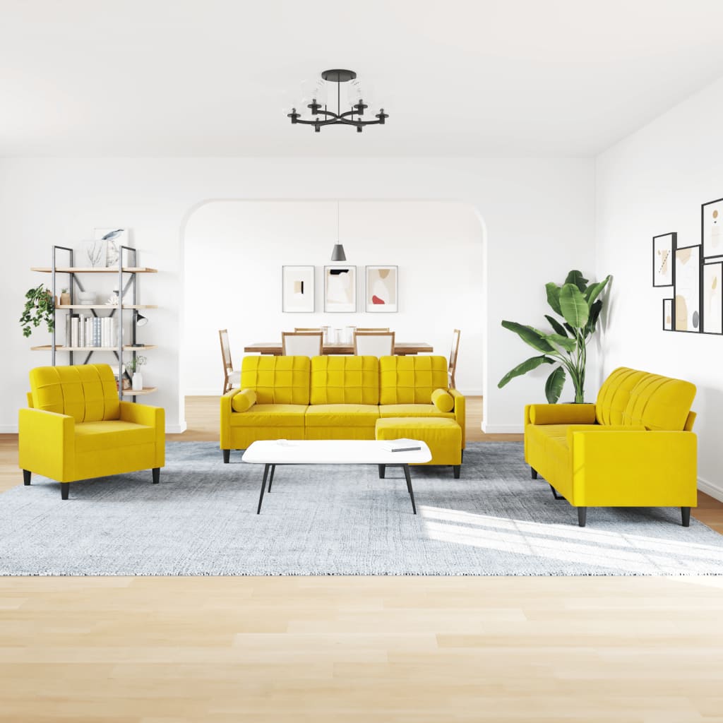 Ensemble de canapés 4 pcs avec coussins et traversins velours - XIOS