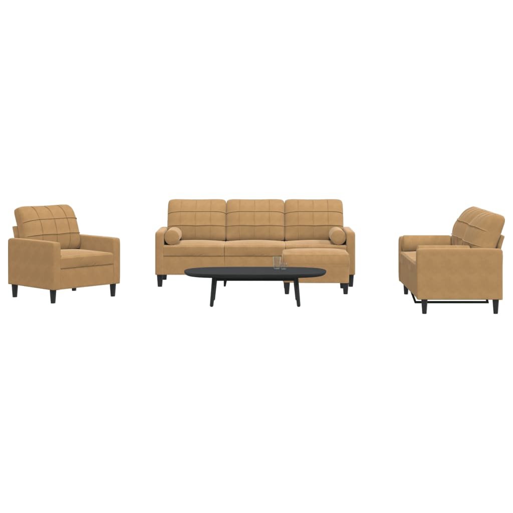 Ensemble de canapés 4 pcs avec coussins et traversins velours - XIOS
