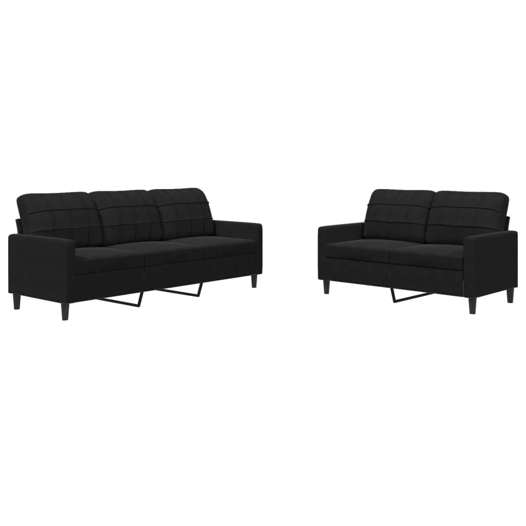 Ensemble de canapés 2 pcs avec coussins Noir Velours - XIOS